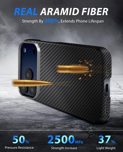 Funda Docarbonfi para iPhone 17 Pro Max 600D Fibra Aramida Compatible con Mag S... - Imagen 2 de 8