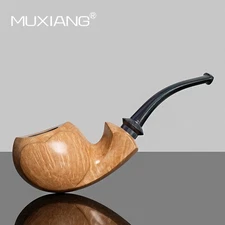 MUXIANG Briar Freehand Tobacco Pipe Smooth Wooden Blowfish Pipe Vulcanite Stem