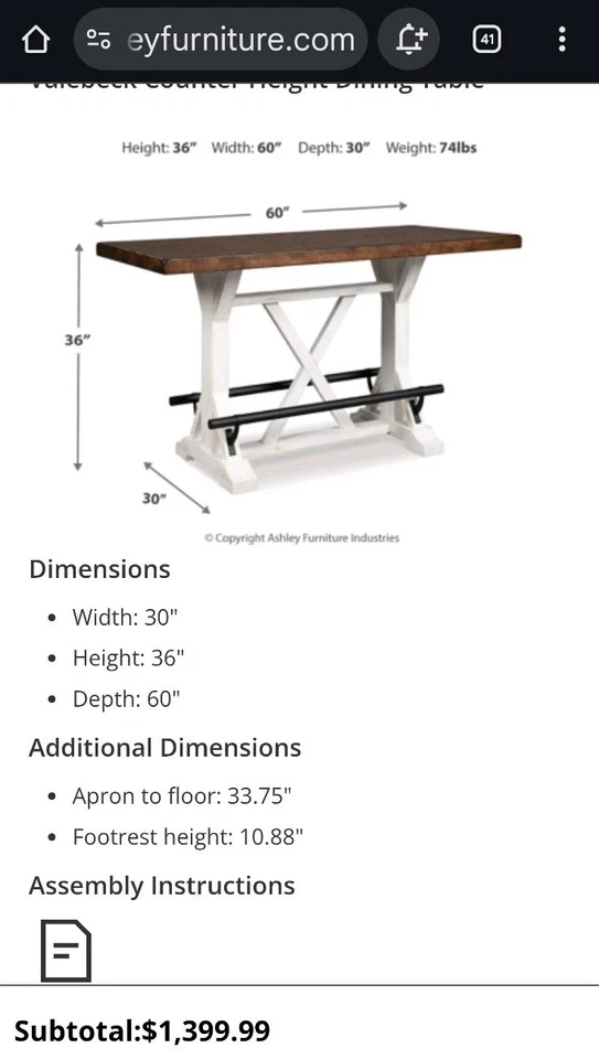 Ashley's Valeback Dining 5 Peice Set. Used but good condition. - Image 2 of 4