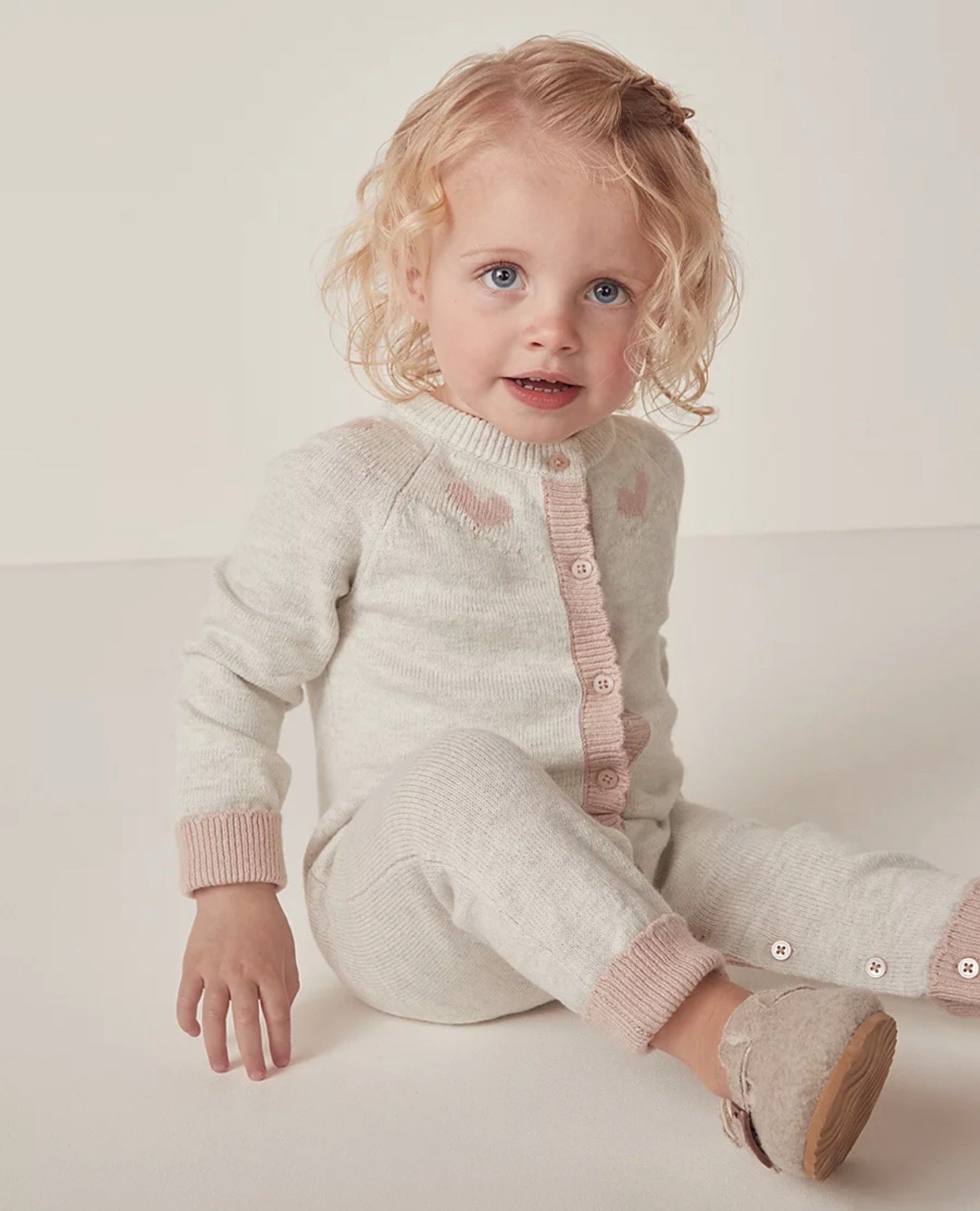 The Little White Company Baby 3-6 MTHS Heart Knitted Romper BNWT