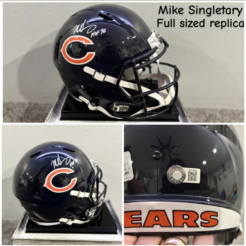 Mike Singletary Signed Chicago Bears Full Sized Replica Helmet “HOF 98”  Shwartz