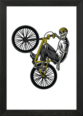SKELETT BMX BIKE Gerahmtes Wandbild Poster Leinwanddruck Bild