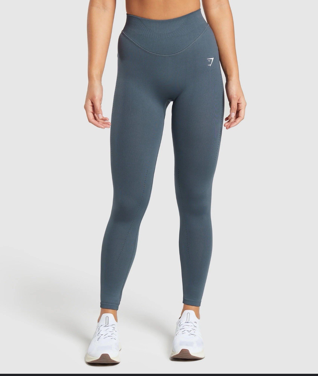 Gymshark Sweat Seamless Leggings Sz L Compression Yoga Performance Titanium Blue