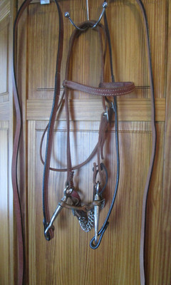 WEAVER LEATHER WESTERN BRIDLE 5'' COPPER SNAFFLE BIT, SPLIT REINS FULL HORSE SIZE
