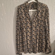 Engbers Herren Hemd Slim Fit Xxl braun schwarz Blätter Shirtstoff