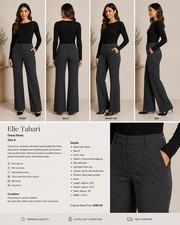 Elie Tahari Women s Gray Bootcut Dress Pants Size 8 Mid Rise Chevron Pattern