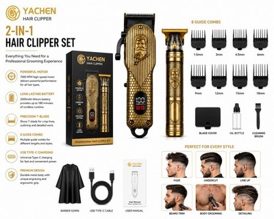 Zwei Trimmer Set Maschine für Männer Kabellos Bart Körper Elektrorasierer Set 2026
