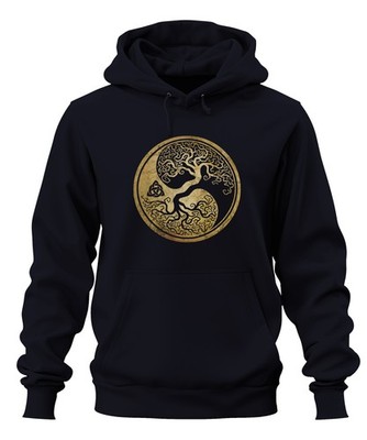 Yin Yang Tree of Life Celtic Knot Viking Valhalla Viking Unisex Hoodie Cape