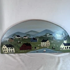 1989 Farmhouse Collection Painted Sign Homemade Signed 24” Crescent Shaped