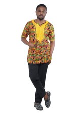 African Embroidered Men's Top   2 Pockets, Cotton, Sizes M  5XL