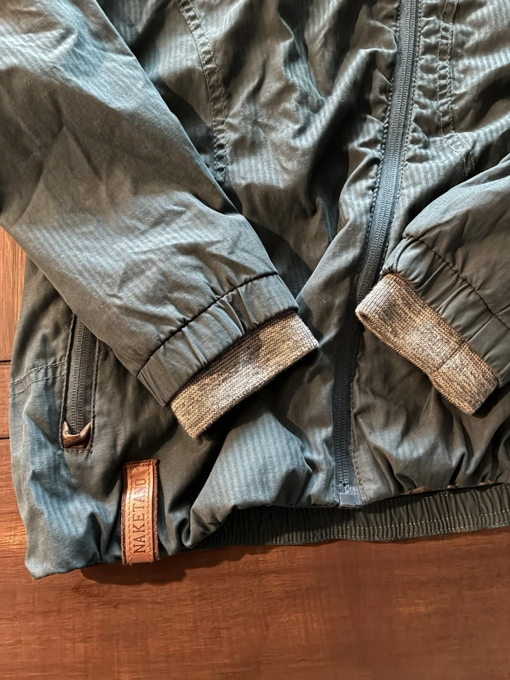 NAKETANO Brave New World Abrigo Azul Invierno Chaqueta Puffer Capucha Cálido Talla Pequeña Foto 2 de 4