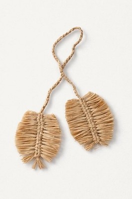 Leaflet Bag Charm - Natural Raffia-Handwoven in Madagascar by skilled women.