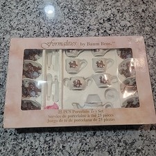 FORMALITIES Baum Bros Teddy Bear 25 Piece Porcelain Tea Set Child Play Mini