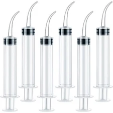 Dental Irrigation Syringe 6 Pack Curved Tip for Wisdom Teeth Care Oral Hygiene