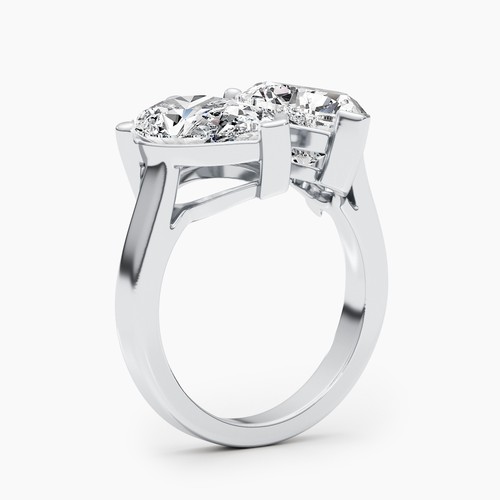 Diamond Ring VS1 E IGI Certified Heart 4 Ct lab created 2Stone 14K White Gold - Picture 13 of 13