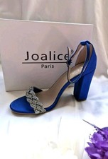 New blue diamante block heel sandals size 7 40 Joalice