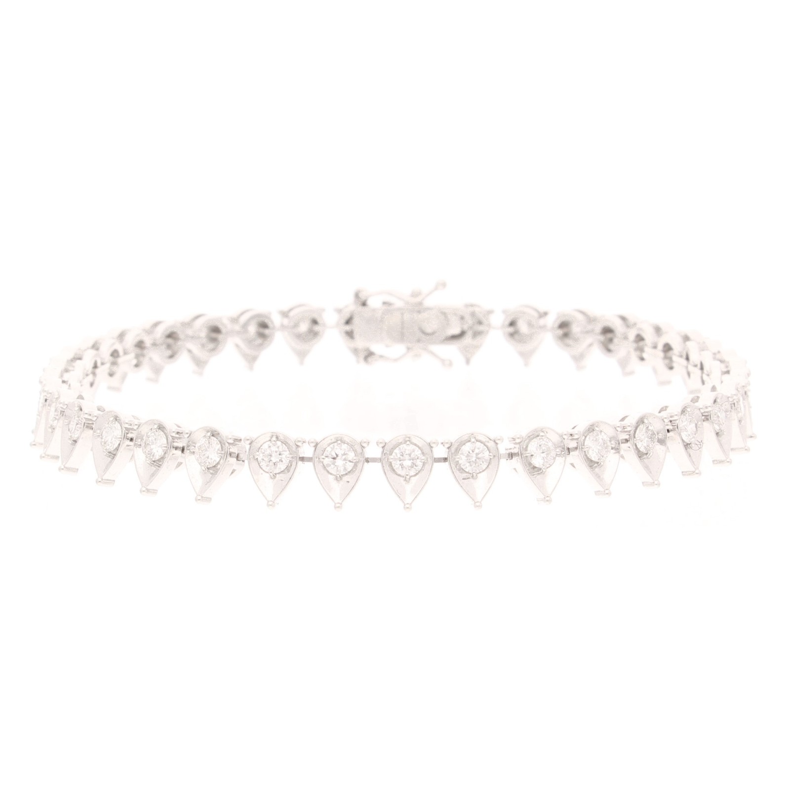 18Carat White Gold 7″ 2.00ct Diamond Teardrop Tennis Bracelet (6mm Wide)