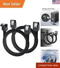 Locking Latch SATA Cables 2-Pack: 90 Degree Straight, 18-inch Length, 6Gbps