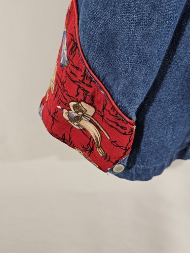 Vtg Take Two Pearl Snap Button Western Rockabilly Shirt Denim women's Size XL - Picture 6 of 6