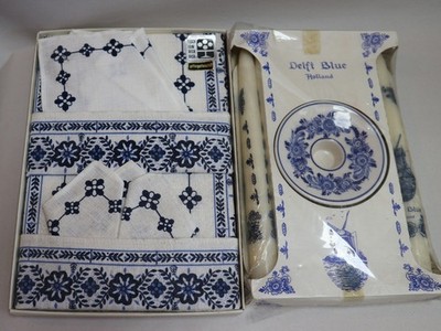 Kerzenständer Delft Blue Elesva Holland, 2 Kerzen, Decke(50x80) Servietten