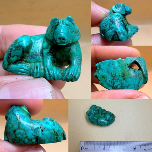 Stunning Ancient Old Turquoise Stone Carved Rare Animal  Amulet
