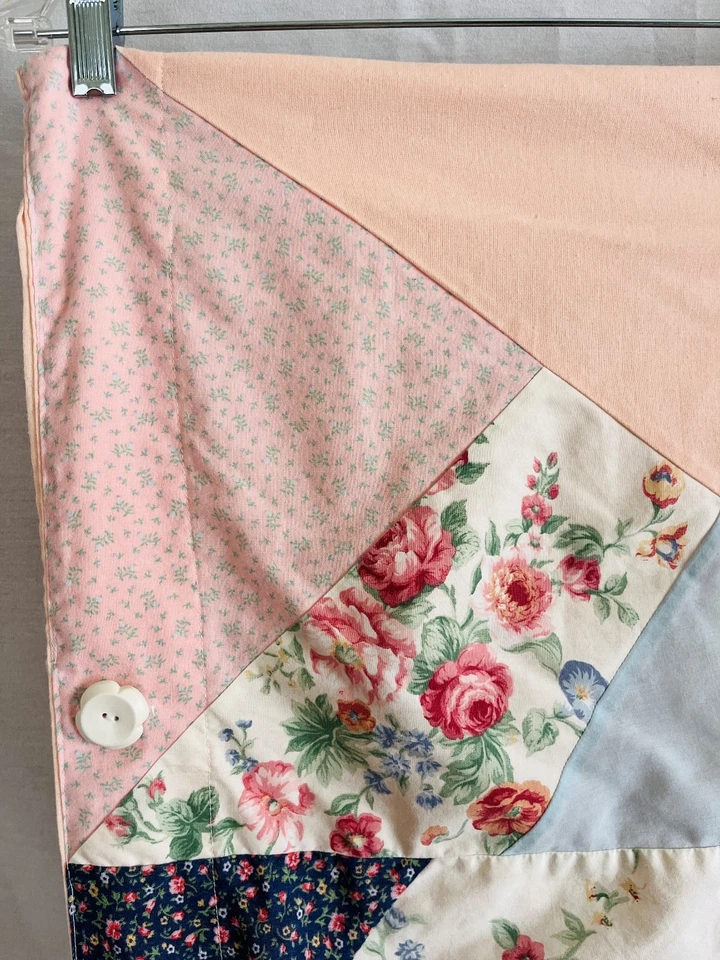 Funda nórdica acolchada vintage doble hecha a mano de algodón núcleo de cabaña en mal estado romántico Foto 3 de 4