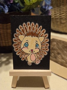 ACEO Original Art 'Pokey' Wild Animals Baby Hedgehog Hedgie Nature Wildlife Art