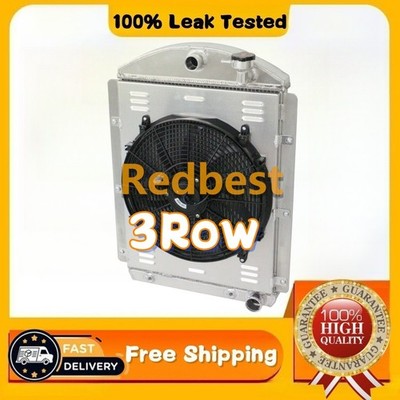 3Row Aluminum Radiator Shroud Fan For 1942-1946 Chevy Truck V8 Small Block 3.8L