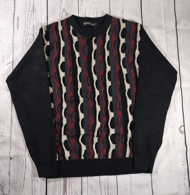 Vintage 90er Grunge Coogi Style gemusterter Strickpullover Pullover L Sergio Lewis