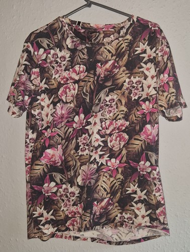 Replay Grafik T-Shirt floral dekorativ Herren Größe L Blumen