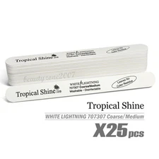 25 Pc Tropical Shine White Lightning Nail File 100/180 #707307 -Coarse/Medium