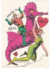 Unused Vintage 1980 DC Comics Valentine Aquaman Mera Storm “Real Catch”