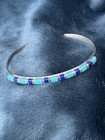 Genuine 925 Stamped Sterling Silver Turquoise And Blue Stone Cuff Bracelet New