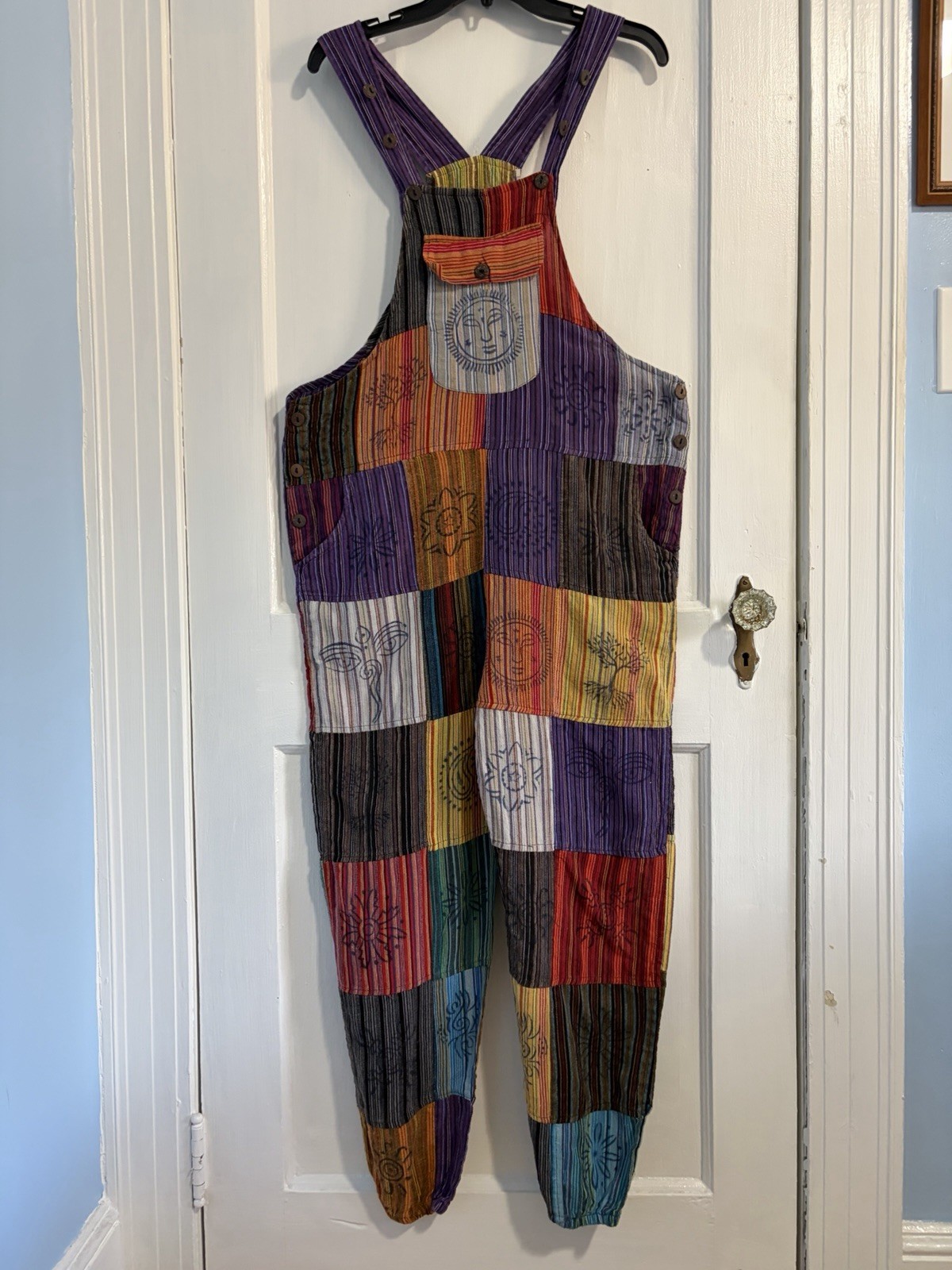 Rising International 100% Cotton Patchwork Overal… - image 1