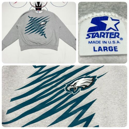 VTG Philadelphia Eagles NFL Shockwave Starter USA Crewneck Sweatshirt L Mint!