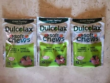 DULCOLAX SOFT CHEWS 1200MG LAXATIVE MIXED BERRY 3BAGS, 45 COUNT TOTAL EXP 10/24