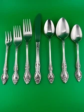 VTG 57pc Japan Rogers Stainless Rose Pattern Flatware 6 Settings w/7pc Each Set