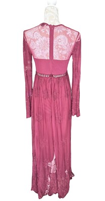 Forever 21 Long Burgundy Lace Dress Used Once - Size Medium | eBay