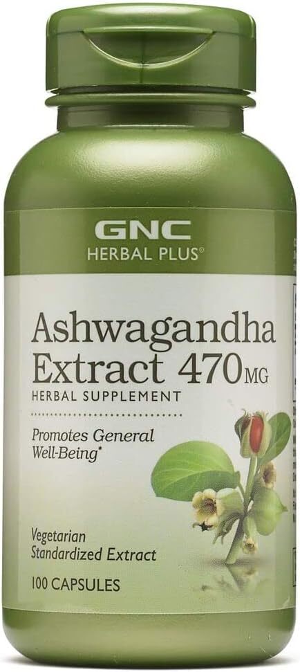 GNC Herbal Plus Ashwagandha Extract 470mg | Promotes General Well-Being | 100 Co