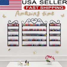 Large Wall Mounted Metal Nail Polish Organizer Rack for Home/Spas/Business Salon