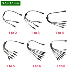 1 to 8 way DC 12V Power Splitter Cable Female to Male 5.5x2.1mm for CCTV Camera