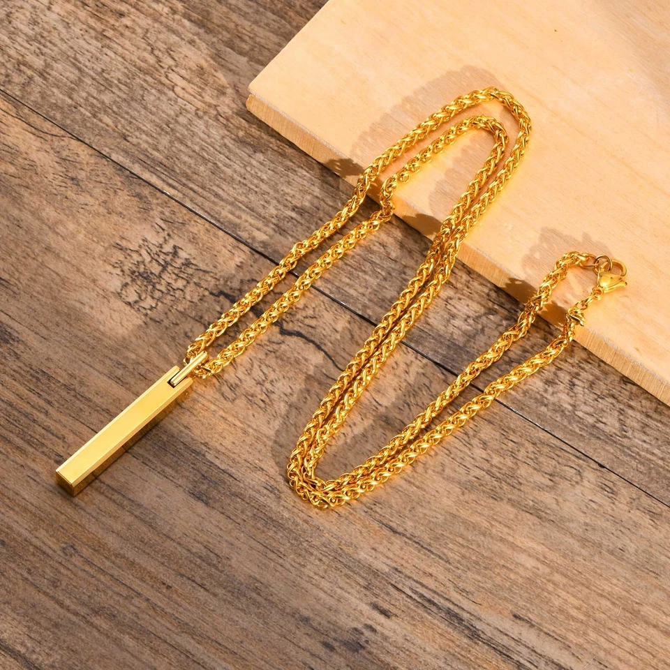 Collar Colgante 60cm Chian Carburo de Tungsteno Hombres Oro 18K Alto Pulido 5.7*35mm Foto 4 de 4