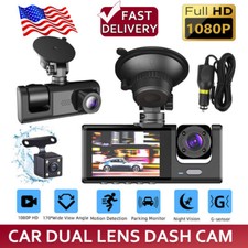 HD 1080P Car Dual Lens Dash Cam Front/Rear/Inside Video Recorder Camera G-sensor