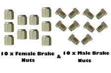 20 pkt 10mm Short Brake Pipe Nuts 10 x MALE 10 x FEMALE for 3/16" pipe Metric