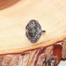 Navajo Southwestern Sterling Silver 925 Oval Green Turquoise Ring Women Size 7