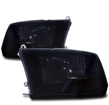 FOR 09-18 RAM 1500/10-18 2500 3500 PICKUP CRYSTAL HEADLIGHTS LAMPS BLACK/SMOKE
