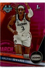 2023-24 Bowman University Chrome Pink Refractor #19 Aaliyah Edwards Mystics