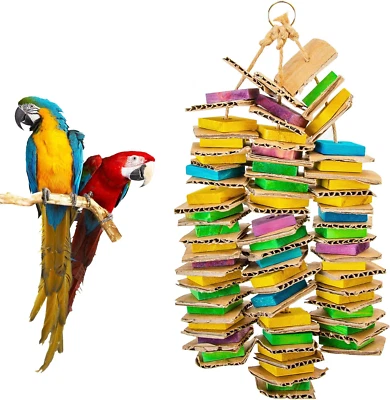 Parrot Toys for Medium Birds, Parrot Chewing Toy Cardboard Bird Toys Natural Woo