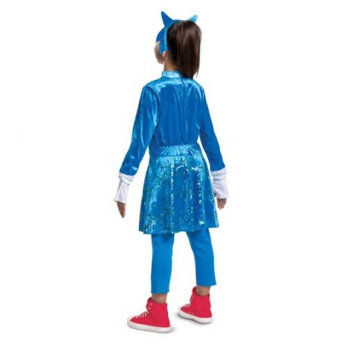 Child Sonic Hedgehog Blue Velvet Dress Leggings Girls Halloween Costume S-XL - Picture 2 of 8