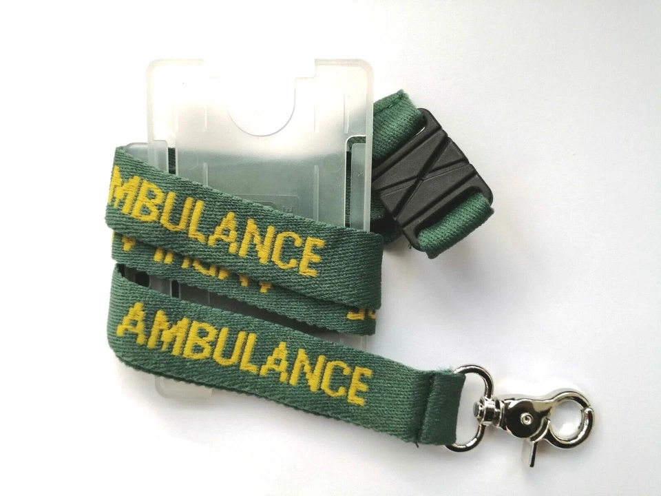 POLAMB PRODUCTS LTD Green Ambulance Lanyard with ID Card Holder Paramedic First Responder Medic
